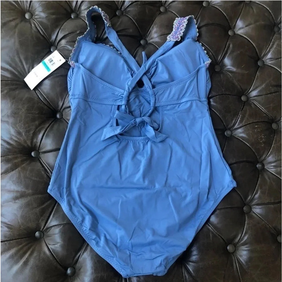 New Becca Mardi Gras One piece swimsuit mist crochet plus size bathing suit swim - Picture 5 of 16